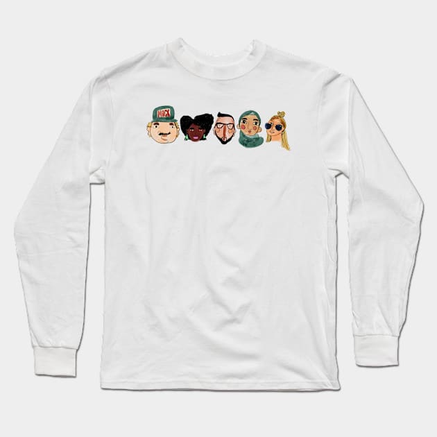 Faces Long Sleeve T-Shirt by Mary Mastren